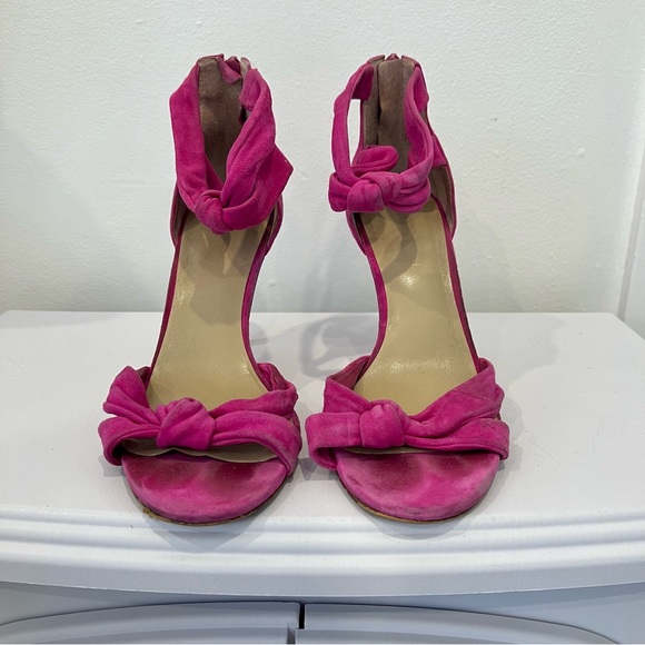Fuschia Suede Enzo Angiolini Strappy Heels - Picture 5 of 7